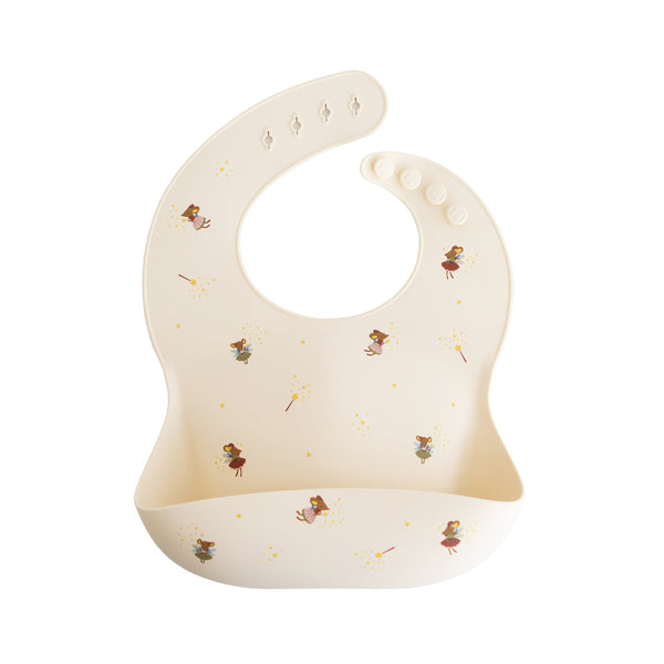 Mushie Silicone Baby Bib Adjustable Neck Strap Deep Pocket