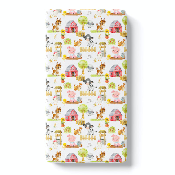 Fitted Crib Sheet - Farm Animals