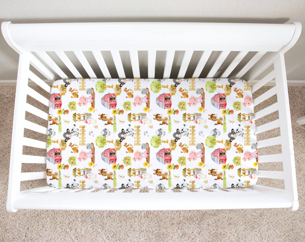 Fitted Crib Sheet - Farm Animals