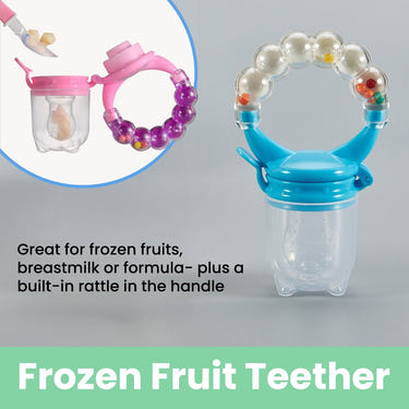 Frozen Fruit Teether for babies, perfect for soothing gums during teething. Safe and fun feeding utensil.