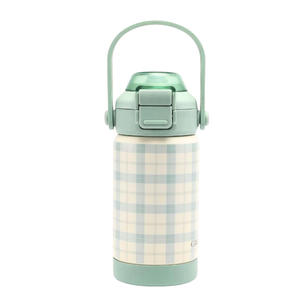 Sip + Chug 2 in 1 Thermo Water Bottle 12 oz in Fern Plaid, perfect for keeping drinks warm or cold for babies.