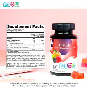LIVS Gummies Fiber Gummies Apricot Strawberry Blackberry flavors