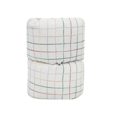 "Finn Plaid Comfy Cradle nursing pillow in stylish plaid design for comfortable feeding and support."