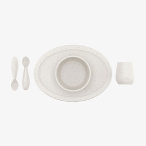 "First Foods Set for babies, featuring colorful bowls and utensils, perfect for introducing solid foods."