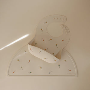 Mushie Silicone Baby Bib Adjustable Neck Strap Deep Pocket