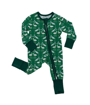 I'm Narwhally Sleepy - Green - Long Sleeve Zipper Romper