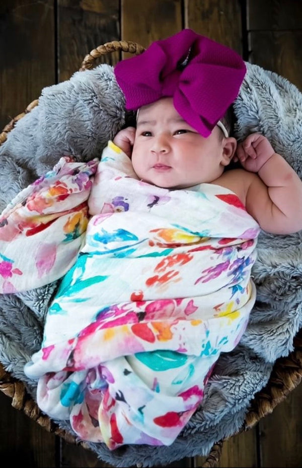 Swaddle Blanket - Bamboo and Cotton - Flora