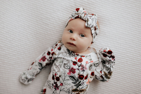 Floral Newborn Knotted Baby Gown