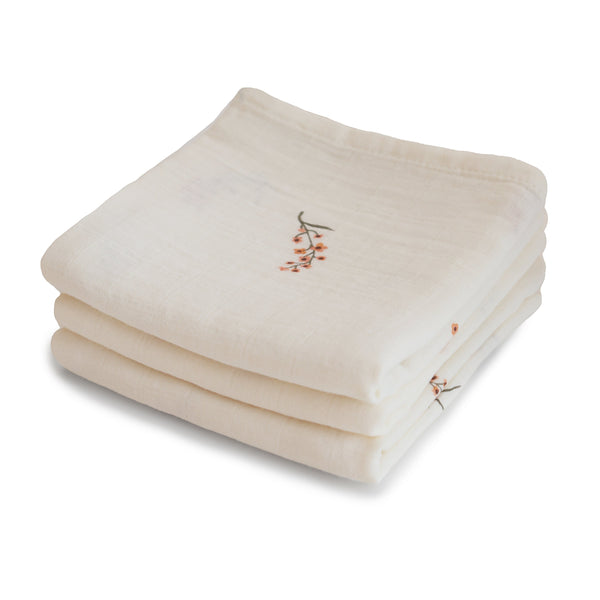 Mushie Organic Cotton Muslin Cloths 3-Pack Soft Baby Cloths