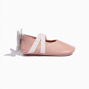 Flutterby Ballet Slipper Baby Shoe in angle view, perfect for little dancers. Soft, stylish, and comfortable footwear.