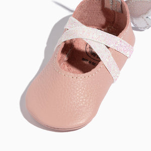Flutterby Ballet Slipper Baby Shoe at angle 3, featuring soft fabric and delicate design for little dancers.