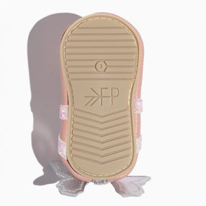 Flutterby Ballet Slipper Baby Shoe in angle view, perfect for little dancers and stylish comfort for tiny feet.