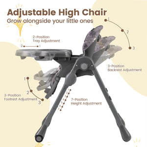 Folable High Chair with Detachable Cushion and High Chair for Babies and Toddlers