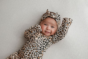 Leopard Knotted Newborn Baby Gown