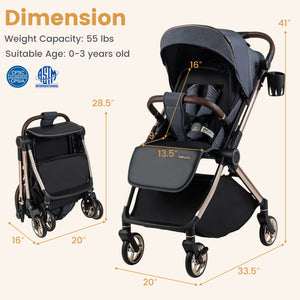 Foldable Baby Stroller with Reversible Handle
