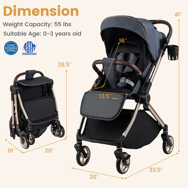 Foldable Baby Stroller with Reversible Handle
