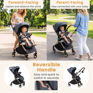 Foldable Baby Stroller with Reversible Handle