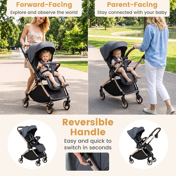 Foldable Baby Stroller with Reversible Handle