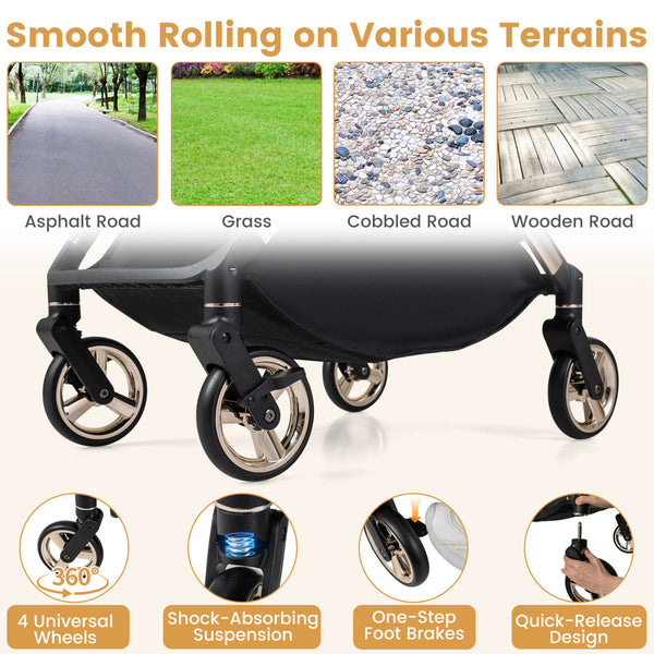 Foldable Baby Stroller with Reversible Handle
