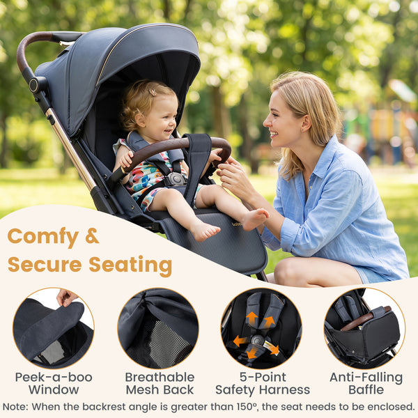 Foldable Baby Stroller with Reversible Handle