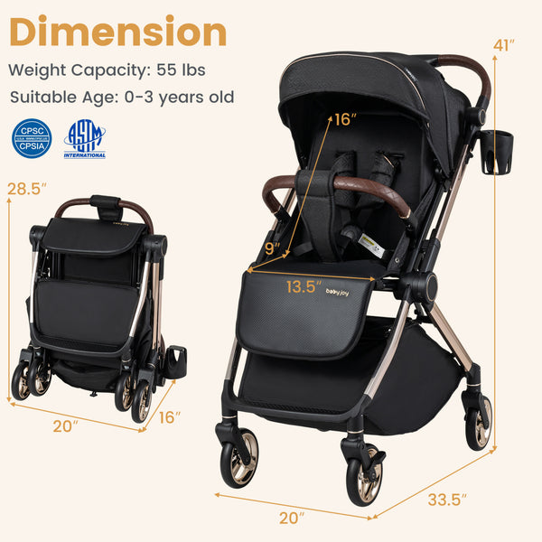 Foldable Baby Stroller with Reversible Handle