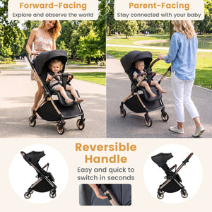 Foldable Baby Stroller with Reversible Handle