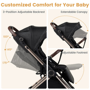 Foldable Baby Stroller with Reversible Handle
