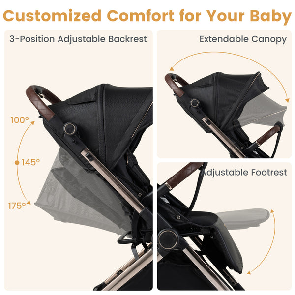 Foldable Baby Stroller with Reversible Handle