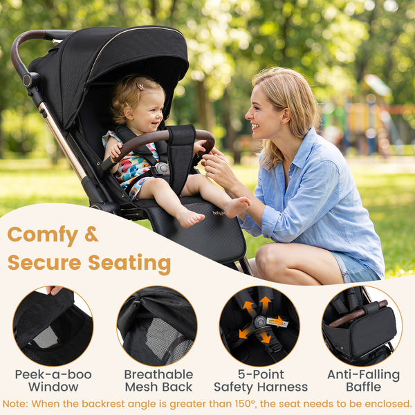 Foldable Baby Stroller with Reversible Handle