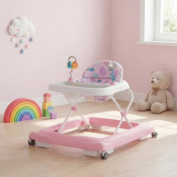 Foldable Baby Walker with Removable Seat and Adjustable Height for 6-12 Months