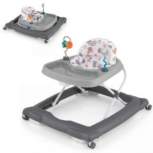 Foldable Baby Walker with Removable Seat and Adjustable Height for 6-12 Months