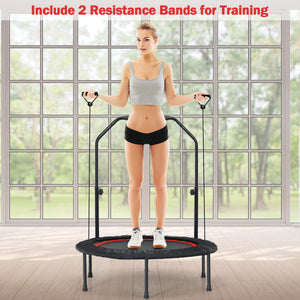 40 Inch Foldable Fitness Rebounder with Resistance Bands Adjustable Home