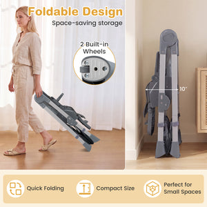 Foldable High Chair with 7-Level Height Adjustment for Babies and Toddlers-Gray