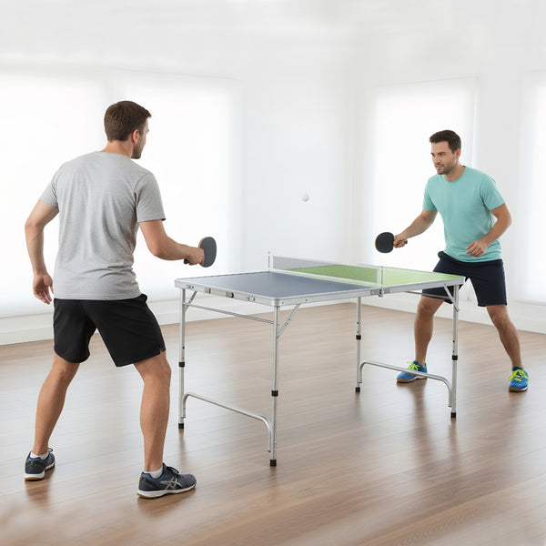 Foldable Ping Pong Table Game Set Mini Table Tennis Table with Adjustable Height-Blue & Green