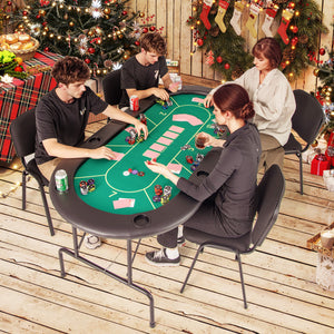 72 x 36 x 30.5 Inch Foldable Poker Table with 8 Cup Holders
