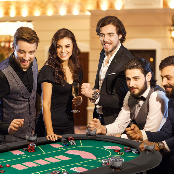 72 x 36 x 30.5 Inch Foldable Poker Table with 8 Cup Holders