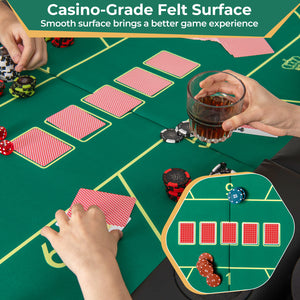 72 x 36 x 30.5 Inch Foldable Poker Table with 8 Cup Holders