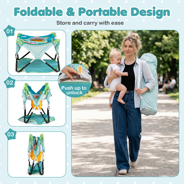 Foldable Portable Baby Jumper Indoor/Outdoor Infant Activity Center with Interactive Toys