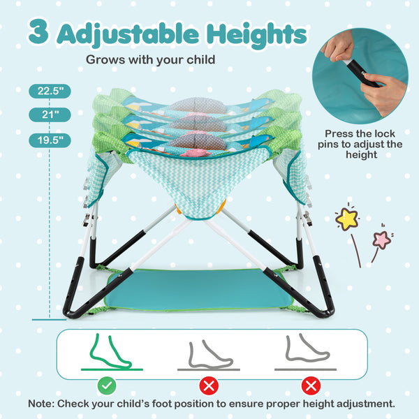 Foldable Portable Baby Jumper Indoor/Outdoor Infant Activity Center with Interactive Toys