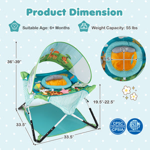 Foldable Portable Baby Jumper Indoor/Outdoor Infant Activity Center with Interactive Toys