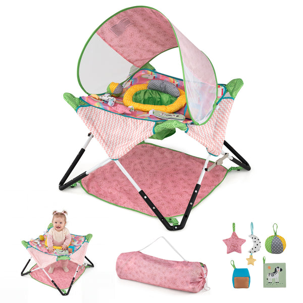 Foldable Portable Baby Jumper Indoor/Outdoor Infant Activity Center with Interactive Toys