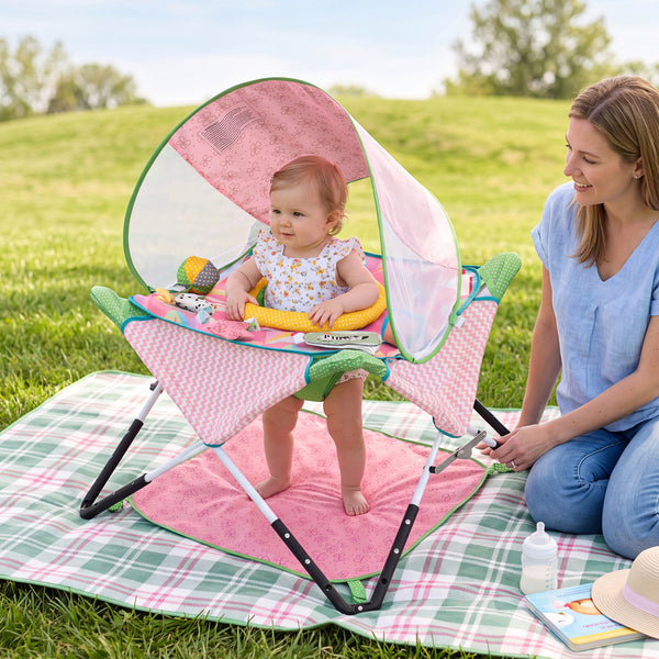 Foldable Portable Baby Jumper Indoor/Outdoor Infant Activity Center with Interactive Toys