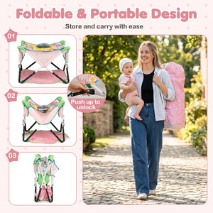 Foldable Portable Baby Jumper Indoor/Outdoor Infant Activity Center with Interactive Toys