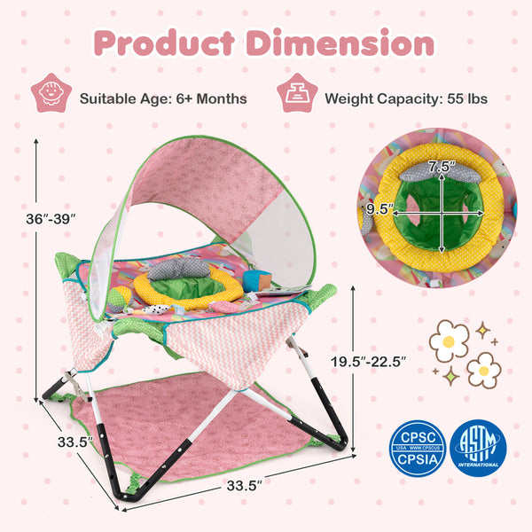Foldable Portable Baby Jumper Indoor/Outdoor Infant Activity Center with Interactive Toys