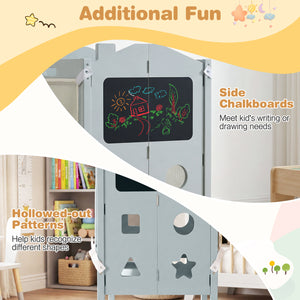 Foldable Toddler Step Stool with Chalkboards 2-Step Stool for Kids