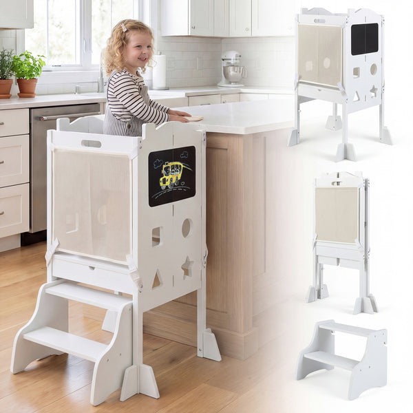 Foldable Toddler Step Stool with Chalkboards 2-Step Stool for Kids