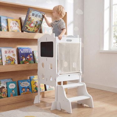 Foldable Toddler Step Stool with Chalkboards 2-Step Stool for Kids
