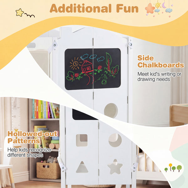 Foldable Toddler Step Stool with Chalkboards 2-Step Stool for Kids