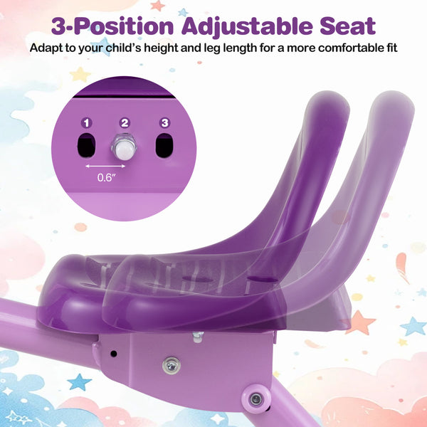 Foldable Toddler Tricycle with Lighting Wheels and Basket for 2-5 Year Old