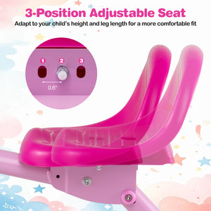 Foldable Toddler Tricycle with Lighting Wheels and Basket for 2-5 Year Old